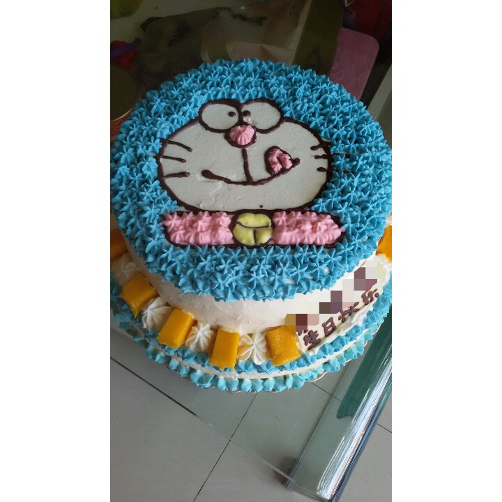 哆啦A梦蓝胖子卡通裱花蛋糕