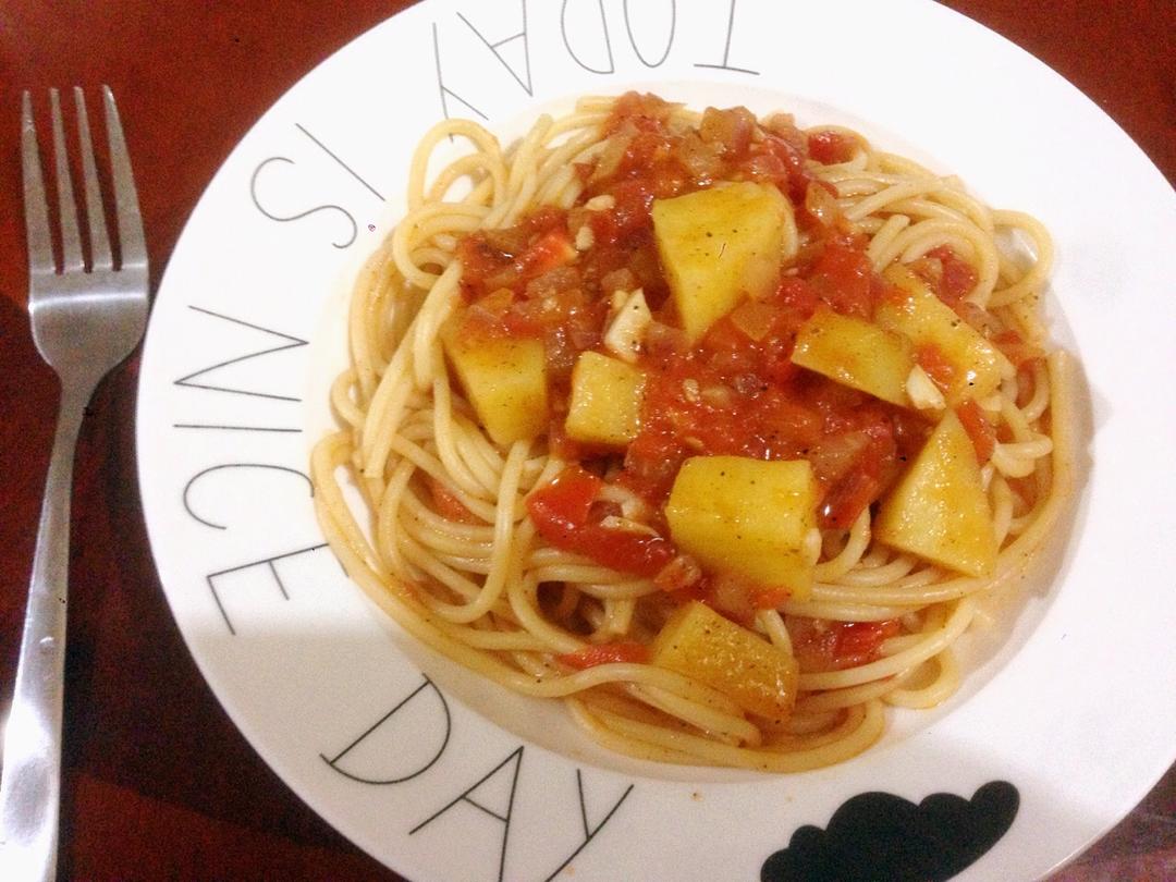 【低卡减肥增肌】西红柿虾仁意面 10分钟快手面