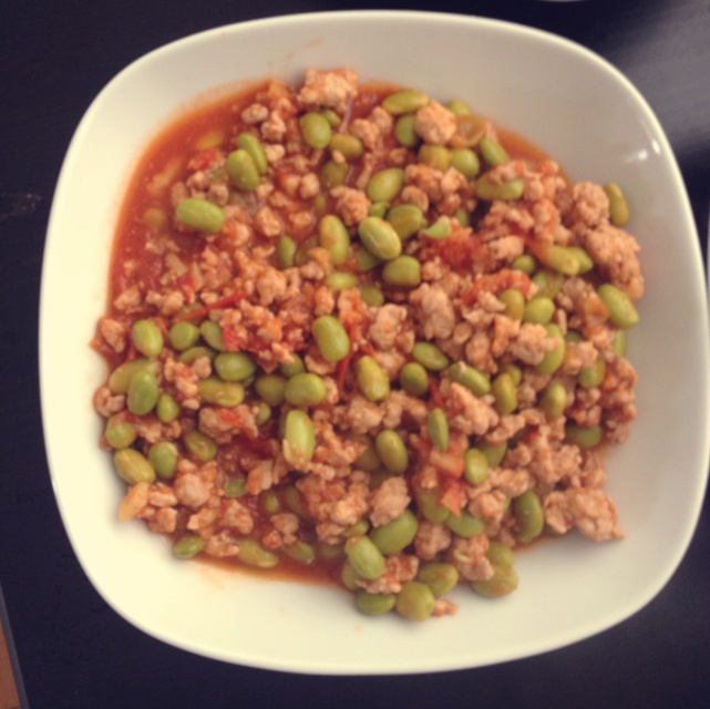 肉末番茄烧毛豆