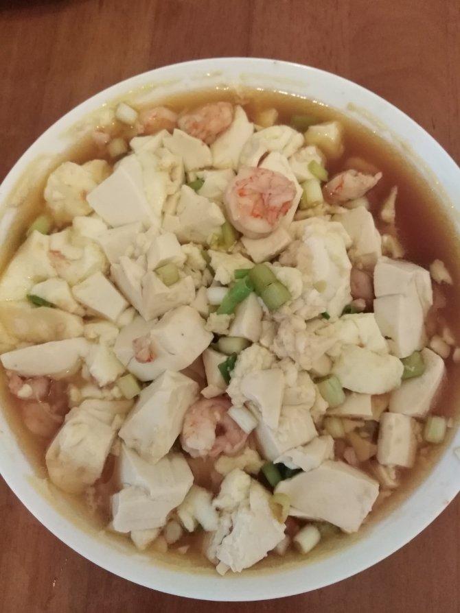 虾仁豆腐蒸水蛋