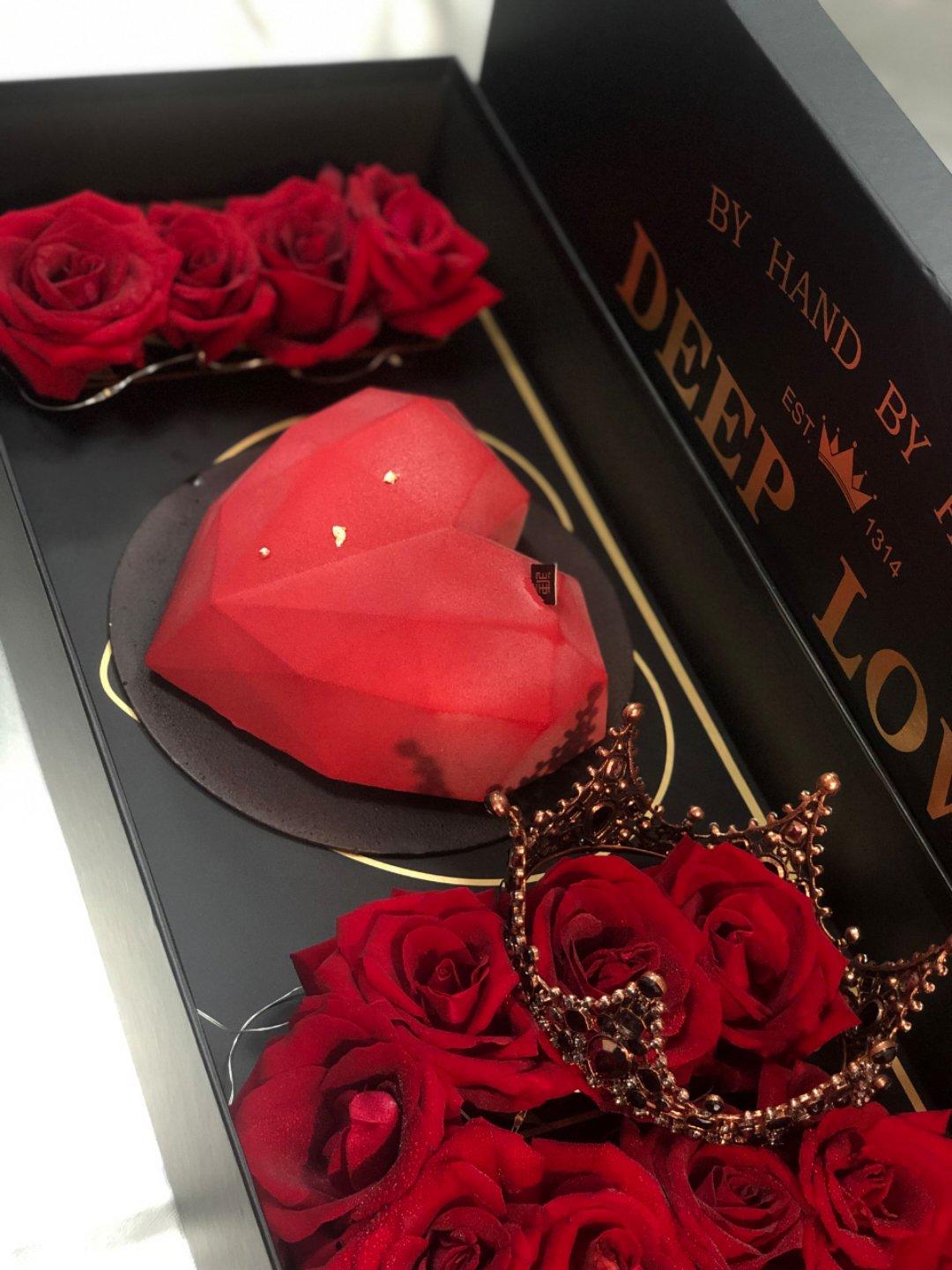 少女❤3D钻石心形覆盆子乳酪慕斯（7寸）