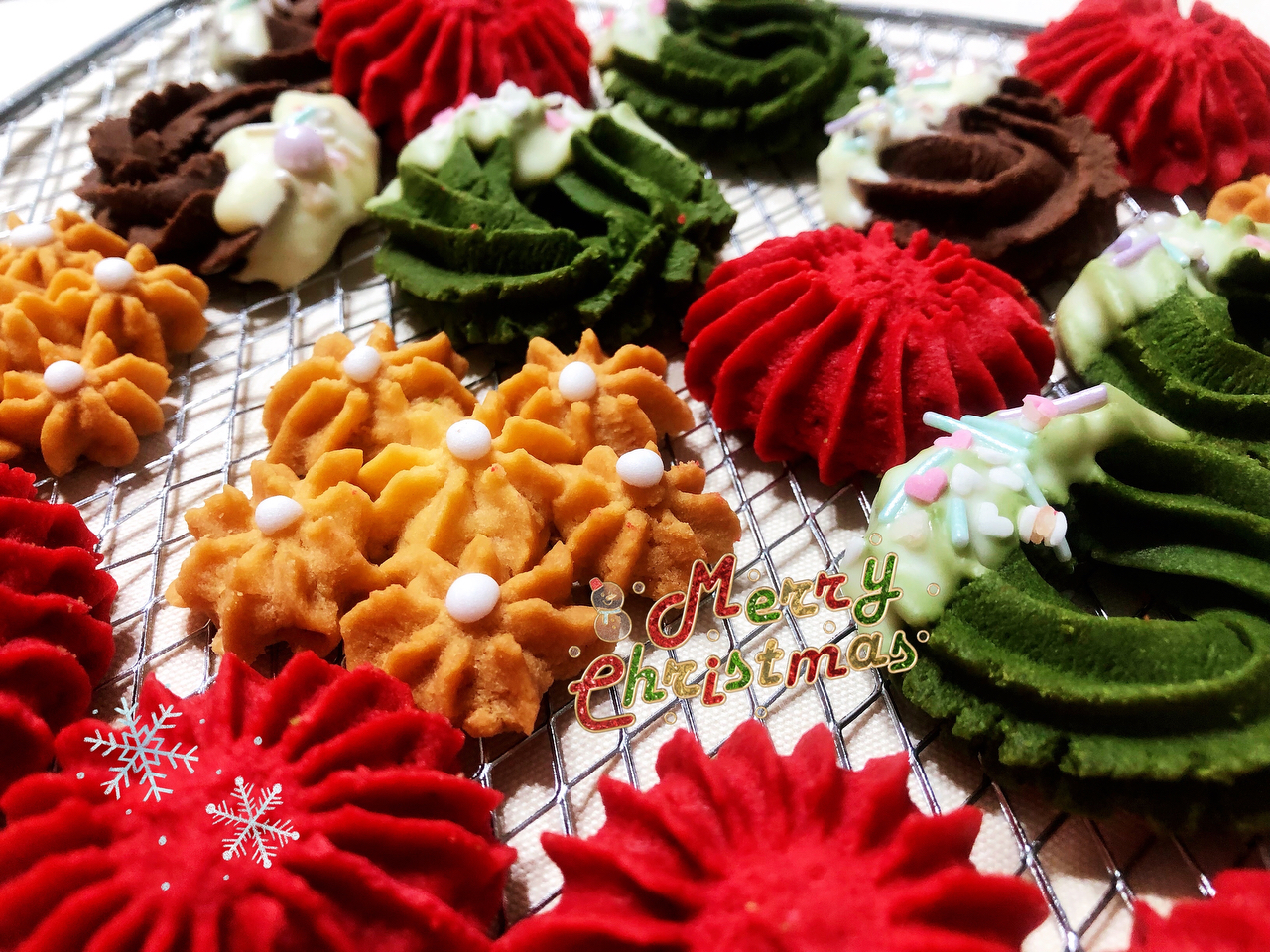 🎄圣诞雪花/拐杖/花环多种造型花式曲奇饼干
