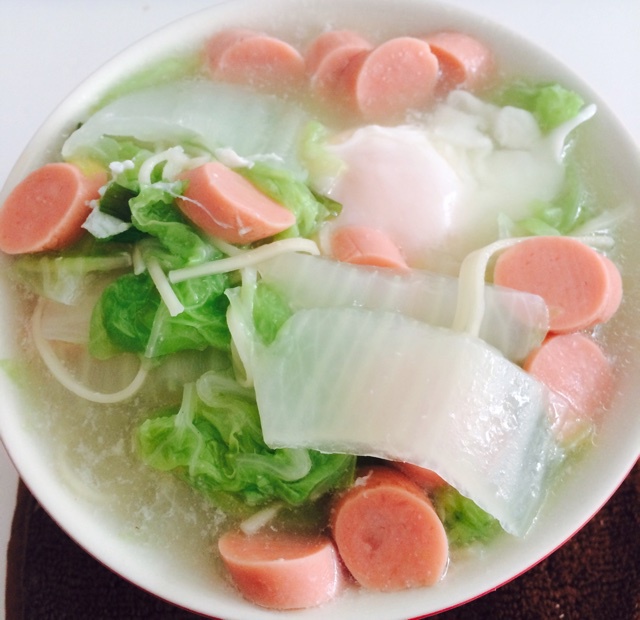 白菜面条汤（荷包蛋版）