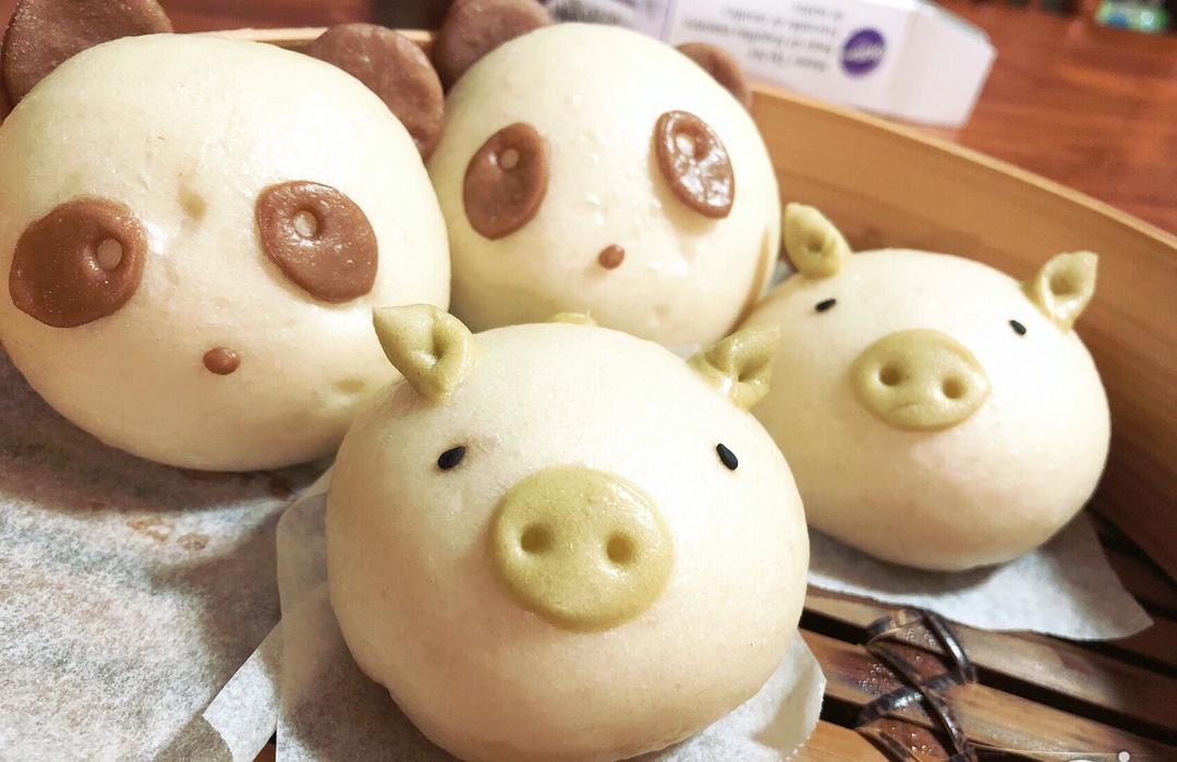 卡通动物包子-紫薯包子