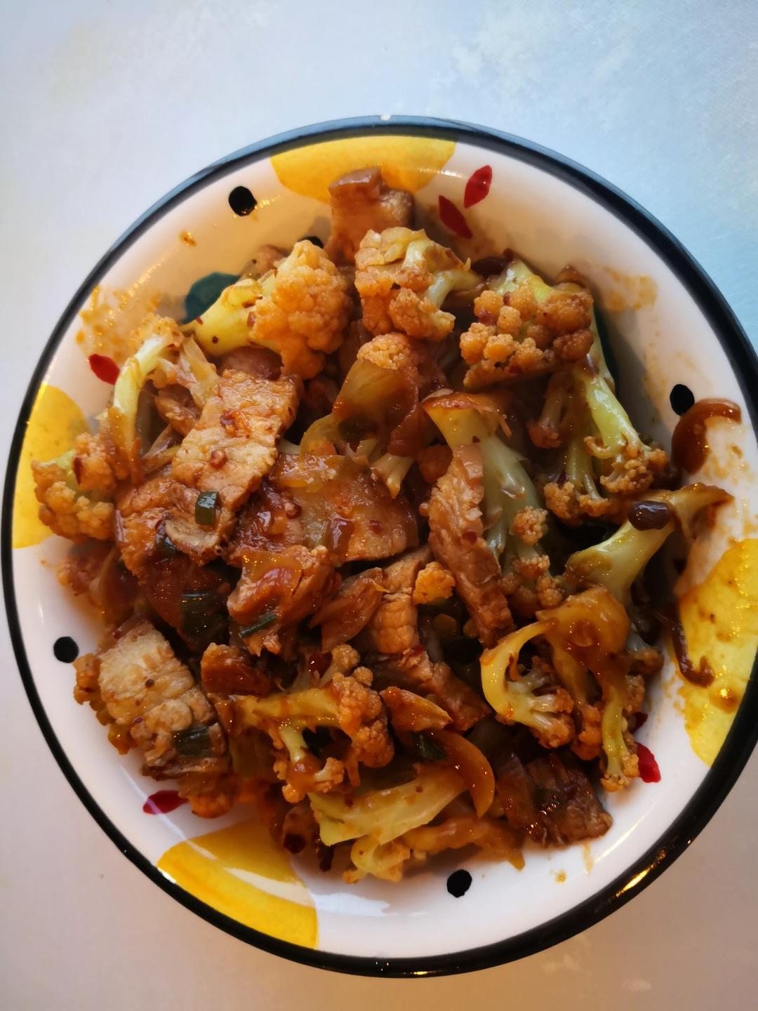 回锅肉炒有机花菜