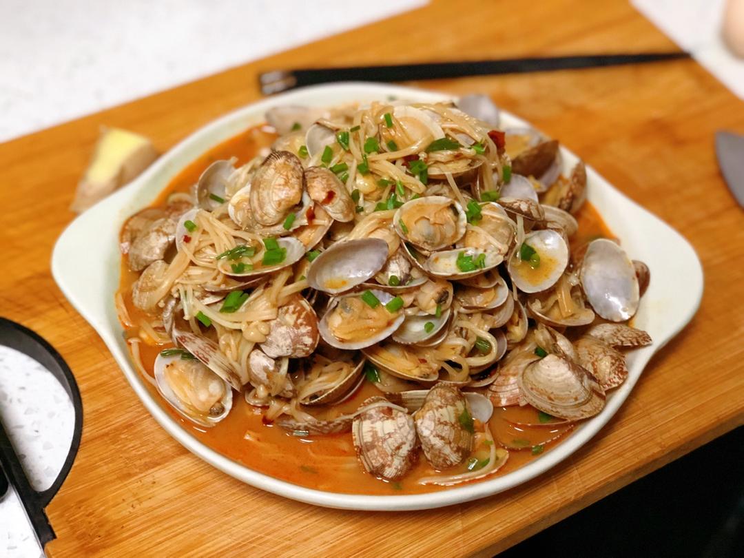 葱炒花蛤