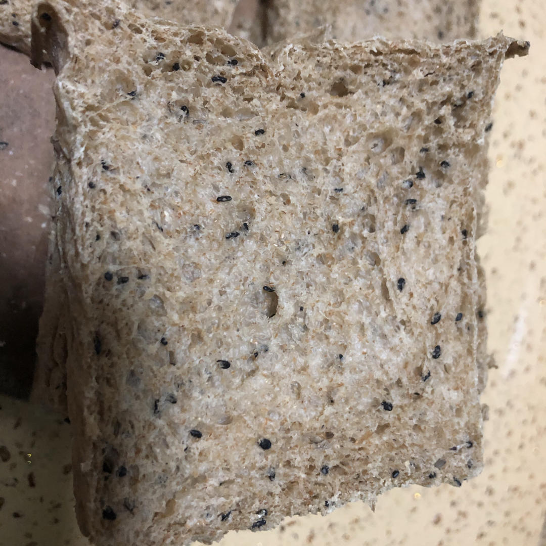 双种芝麻全麦吐司 100%全麦 烫种+波兰种