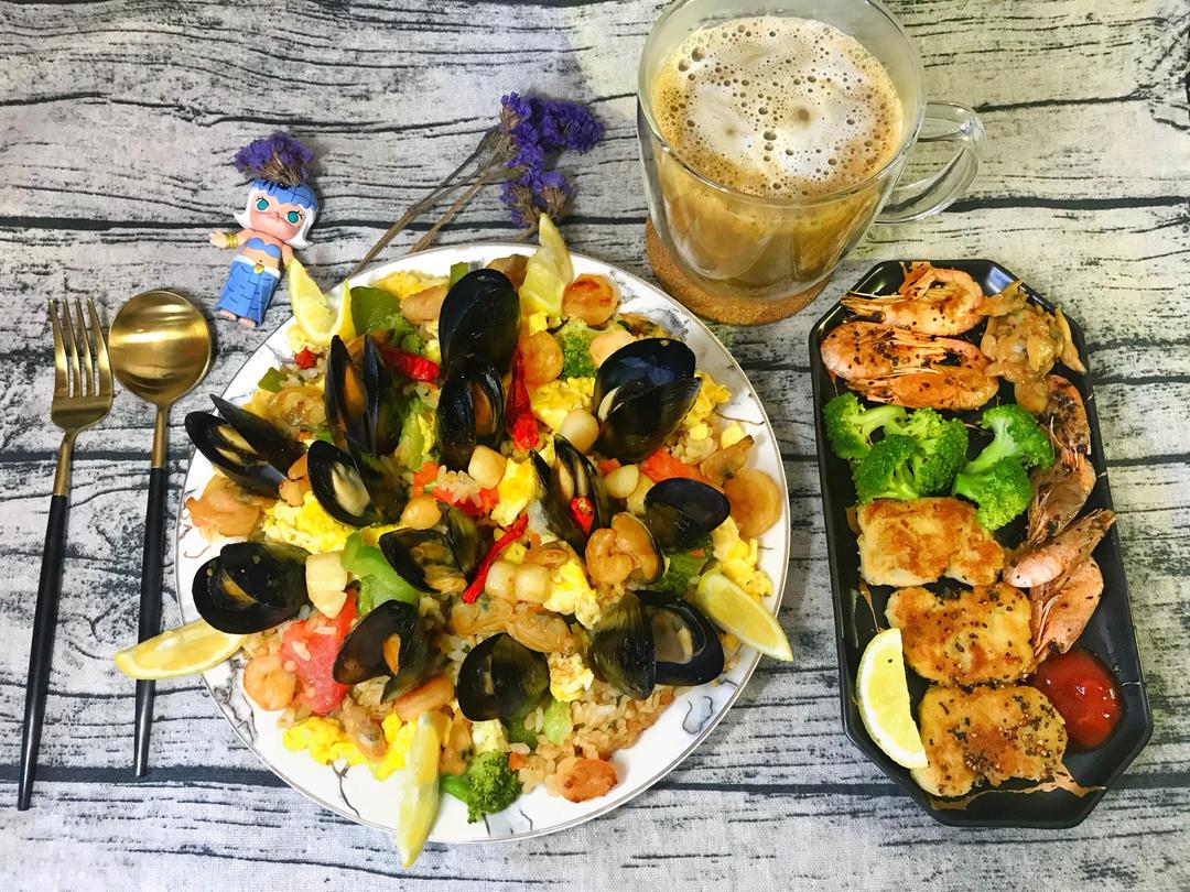 独家海鲜炒饭的做法