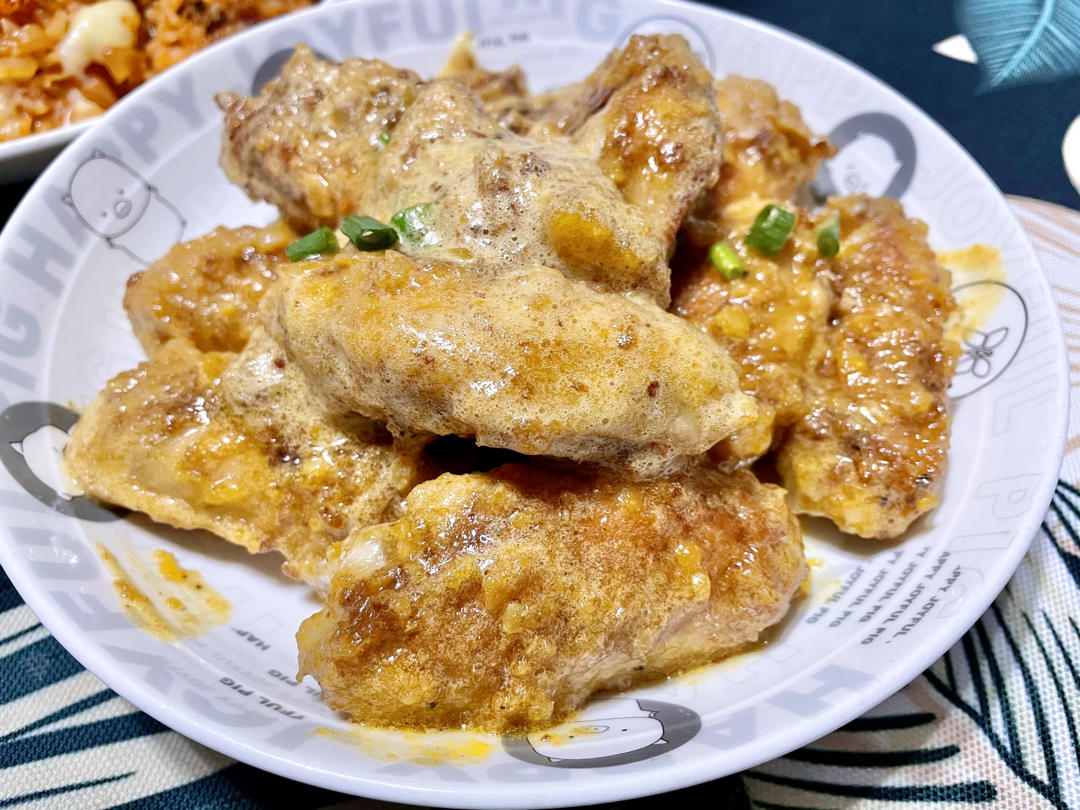 免烤箱，不用油炸，巨好吃的脆皮蛋黄鸡翅