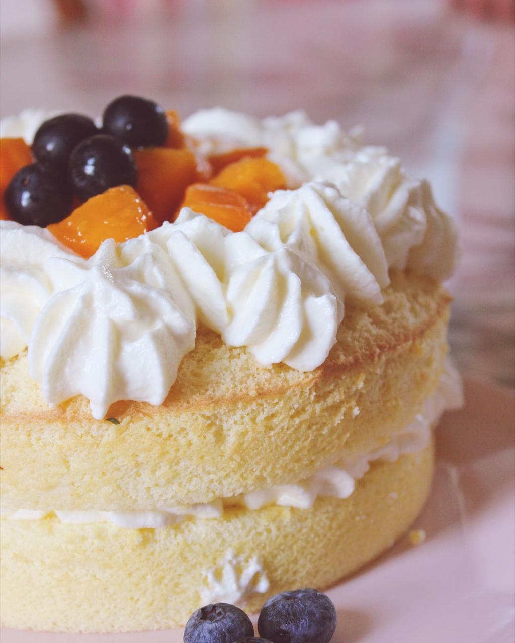 【零失败】不会裱花没关系的水果裸蛋糕 芒果裸蛋糕 完美戚风胚