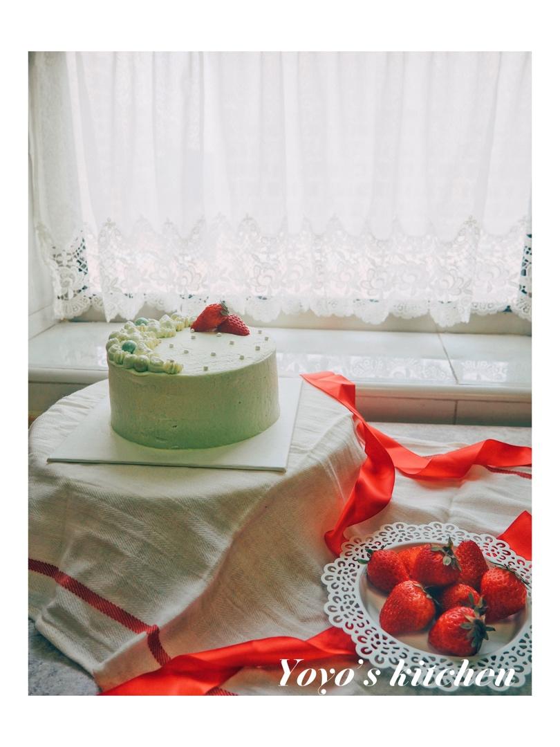 春暖花开抺茶草莓蛋糕（适合零基础）