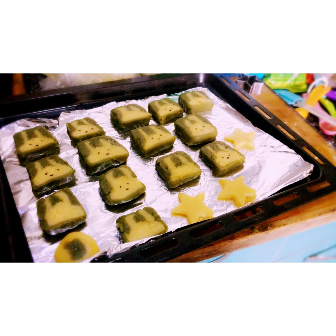 抹茶兔兔曲奇（比熊猫简单！超详细实物图+超良心手绘图）