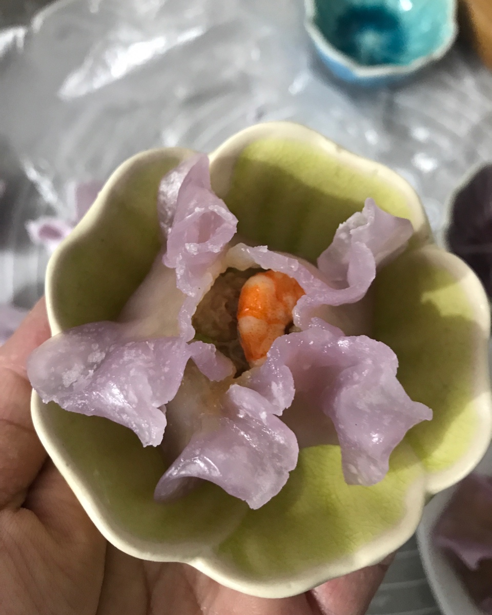 紫甘蓝水晶蒸饺---一早就有好心情，美映入眼帘