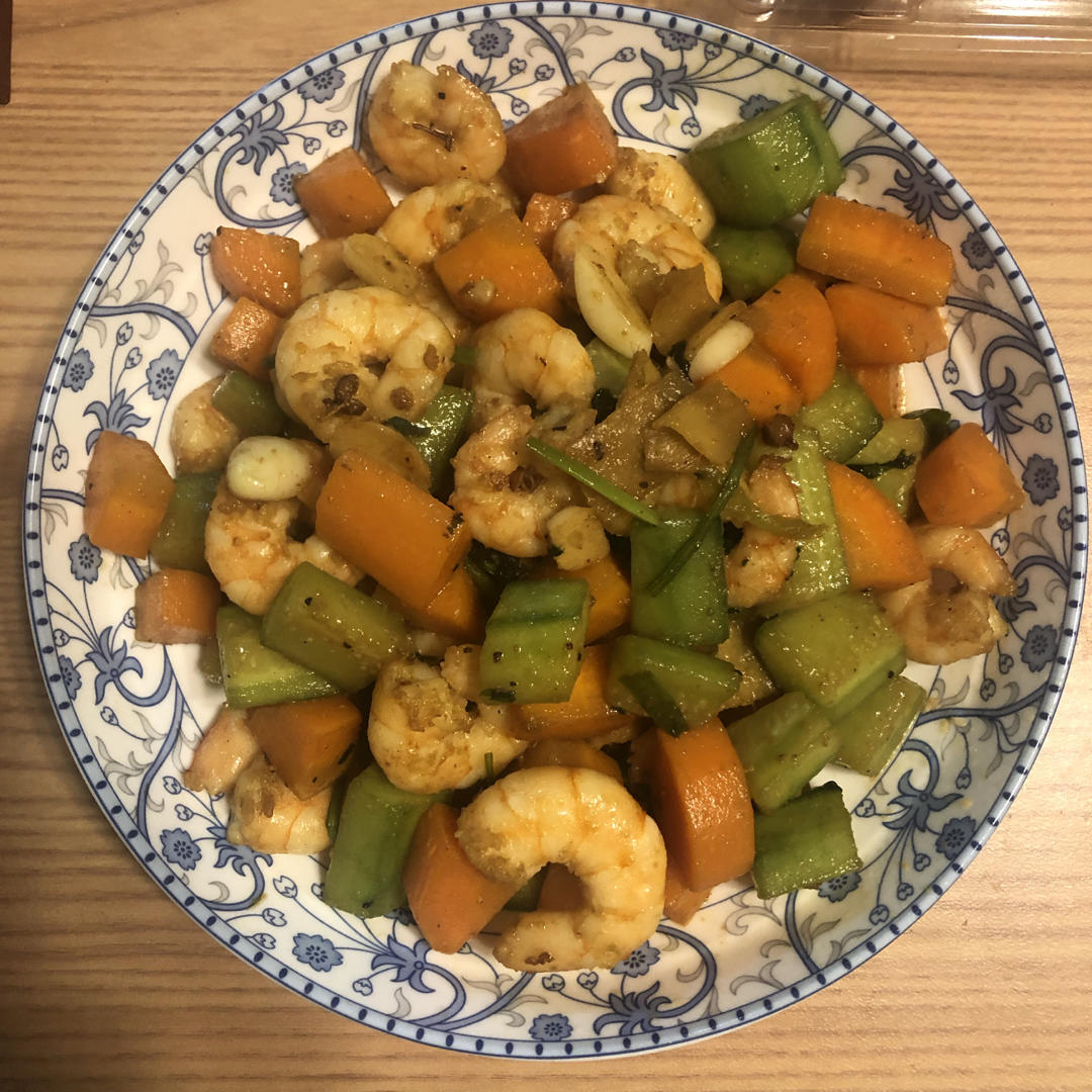 虾仁炒黄瓜胡萝卜