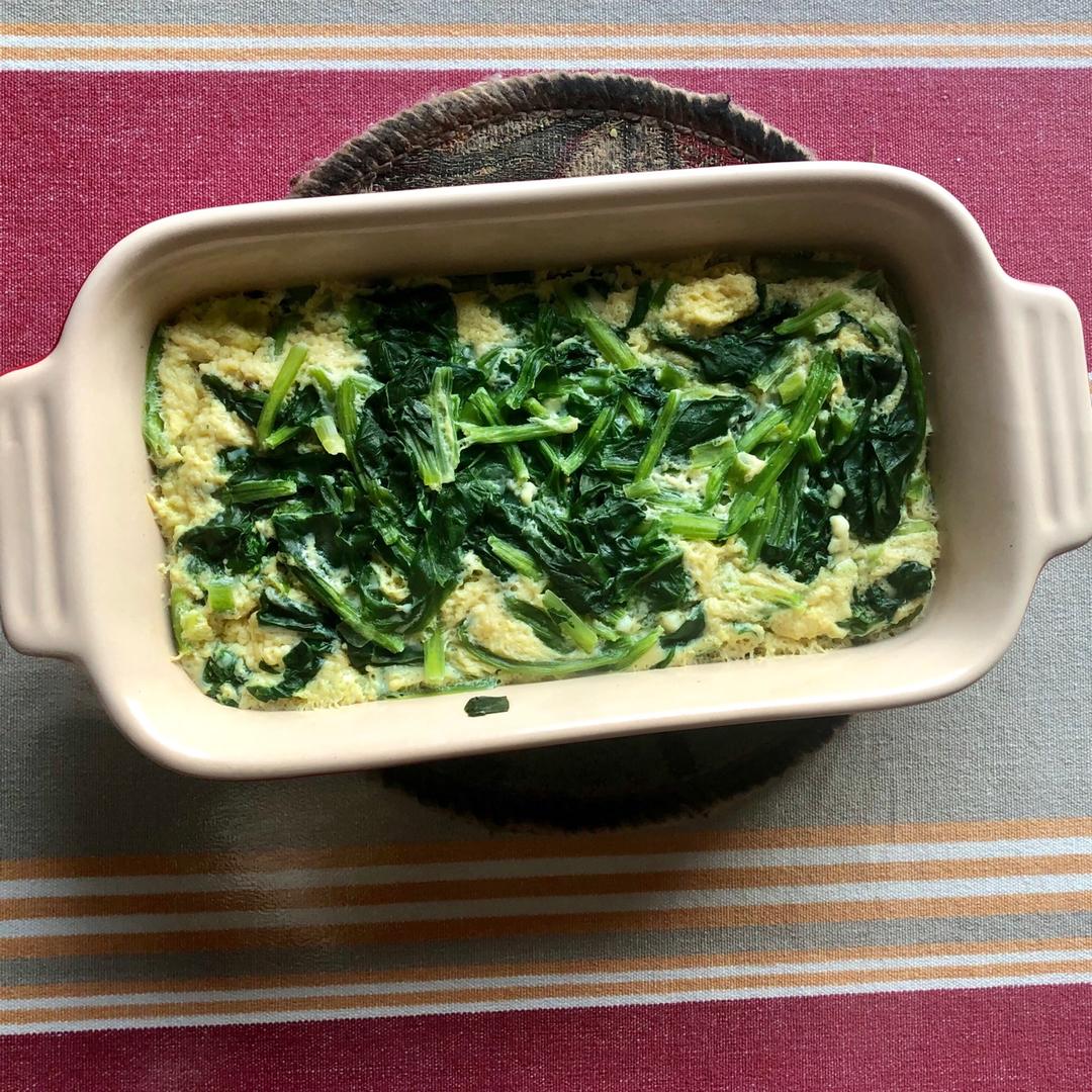 蘸汁菠菜鸡蛋糕——春季养生多吃菠菜