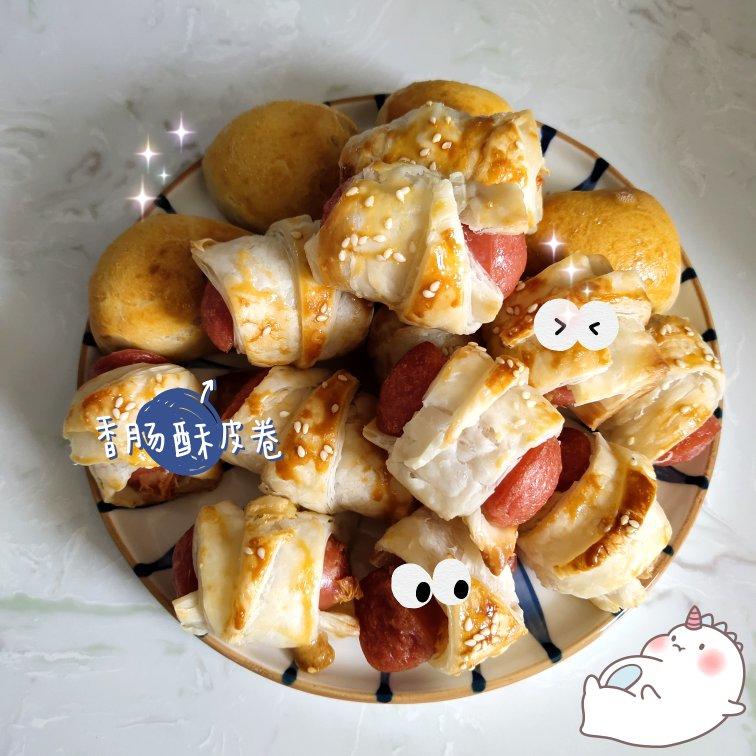 香肠酥皮卷：手抓饼皮还能这样吃，不用和面快速搞定早餐