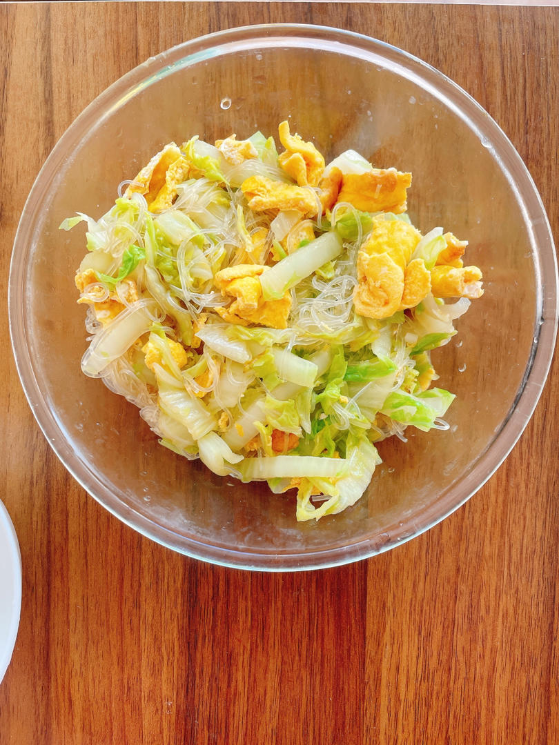 『🥬花吃白菜🥬』家常白菜粉丝炒鸡蛋「视频菜谱实验」