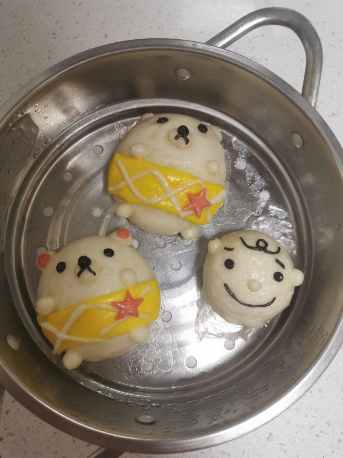 香瓜牛奶熊&蜜瓜鼻孔鸡造型馒头