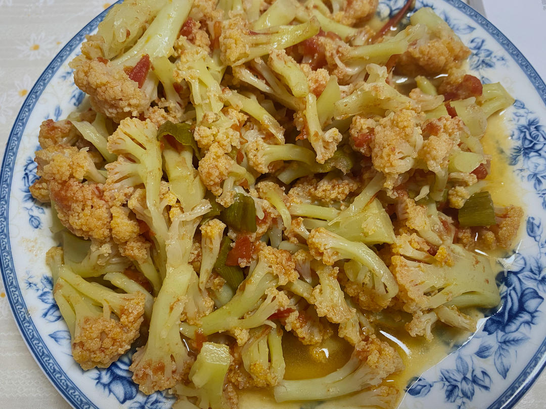 有机花菜炒西红柿