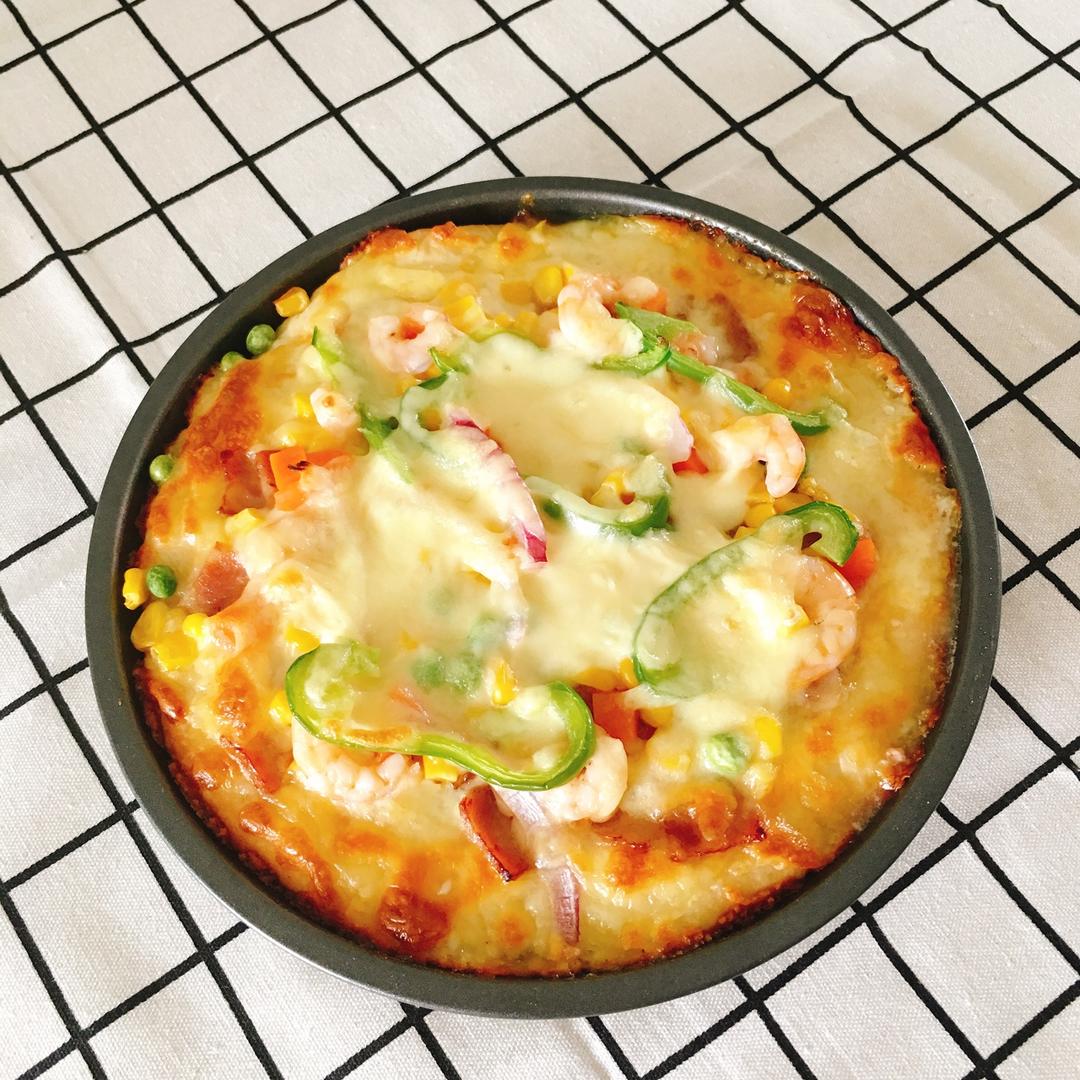 十三小厨娘做的8寸披萨底——培根蘑菇披萨