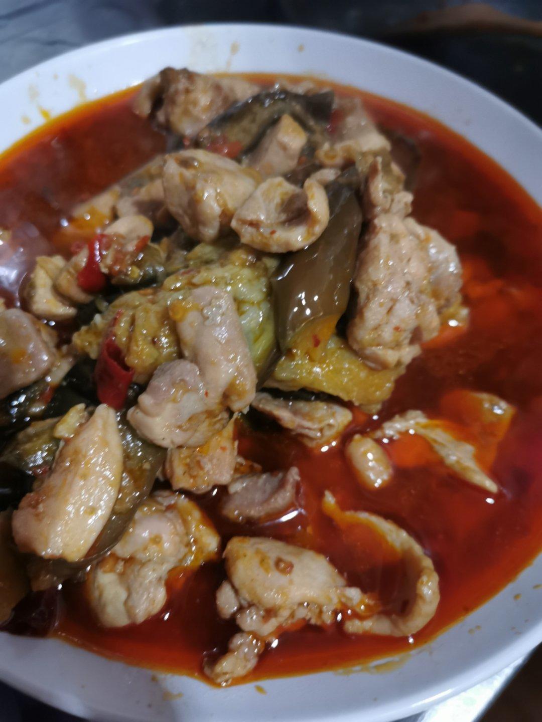 豆瓣鸡肉茄煲