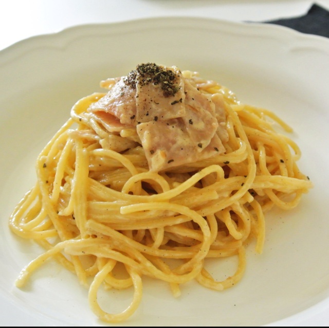 白蘑菇奶油培根意面