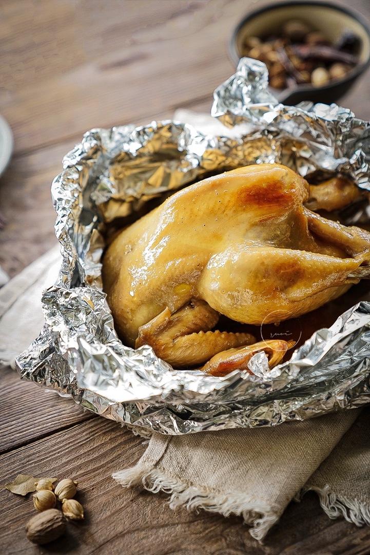 呱呱呱呱做的锡纸烤鸡(烤箱版)外酥里嫩肉美多汁(半只鸡)