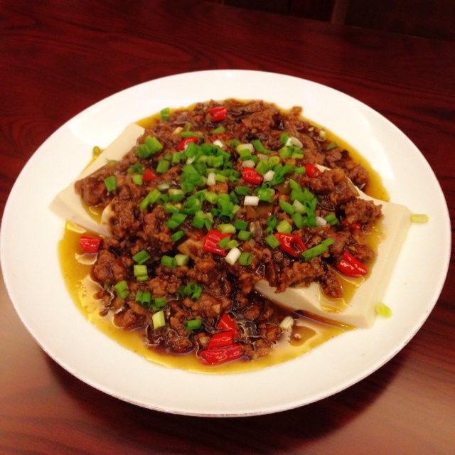 香辣肉末蒸豆腐