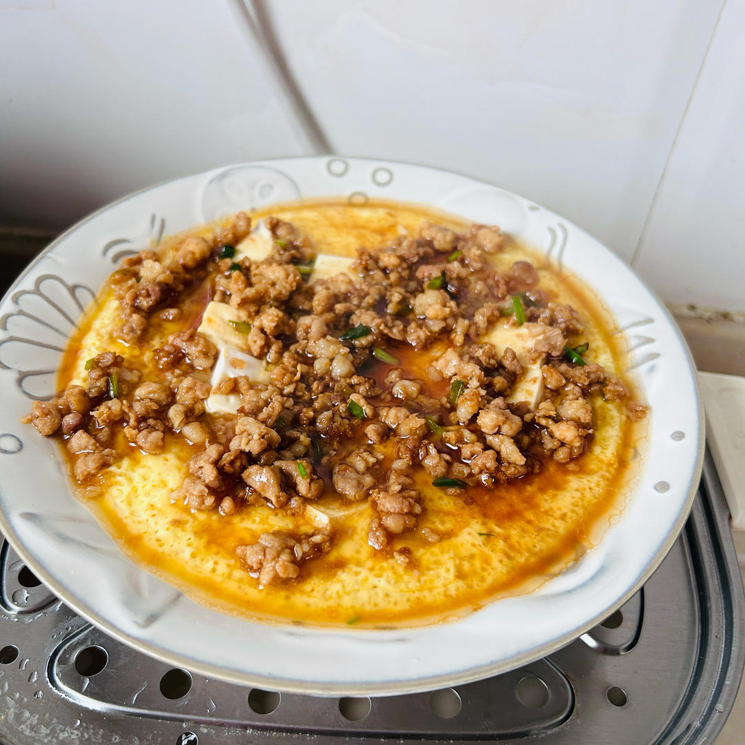 酱香肉末芙蓉蛋蒸豆腐