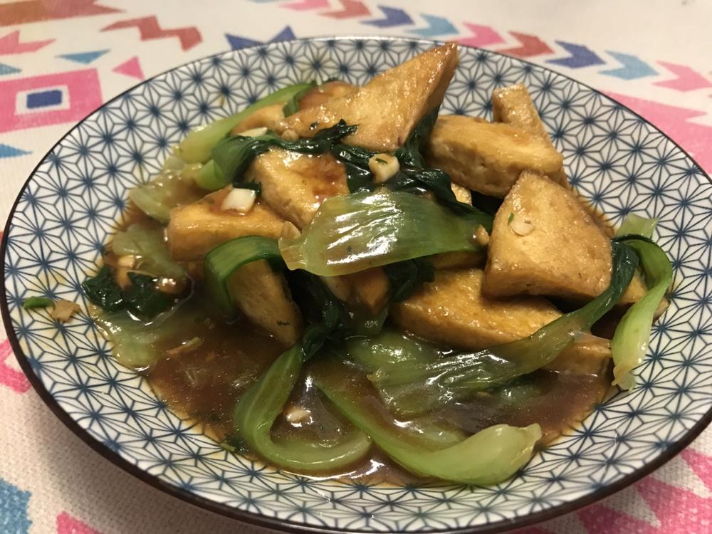 家常菜 澆汁煎燒豆腐配小油菜 手機用戶3963_64cf做的澆汁煎燒豆腐配