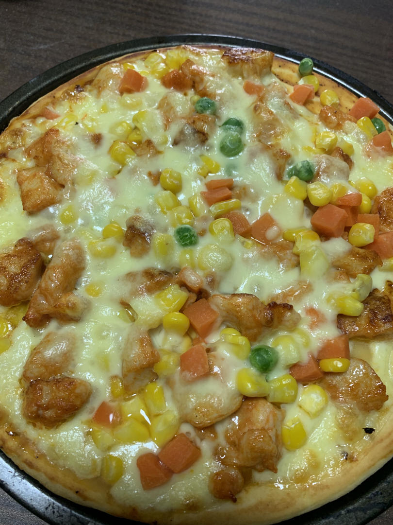 奥尔良鸡丁黄金脆底披萨