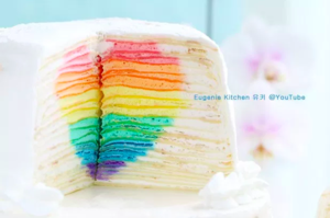彩虹心千层蛋糕【Eugenie Kitchen 유키】的做法 步骤14