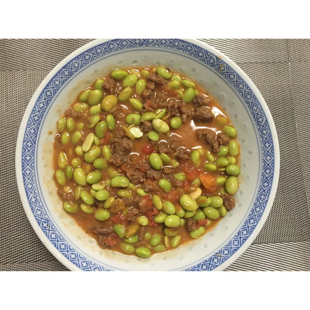 肉末番茄烧毛豆