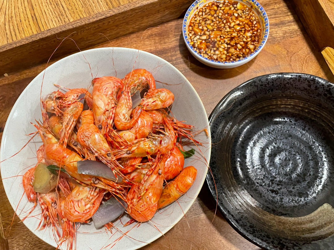 干蒸白灼虾