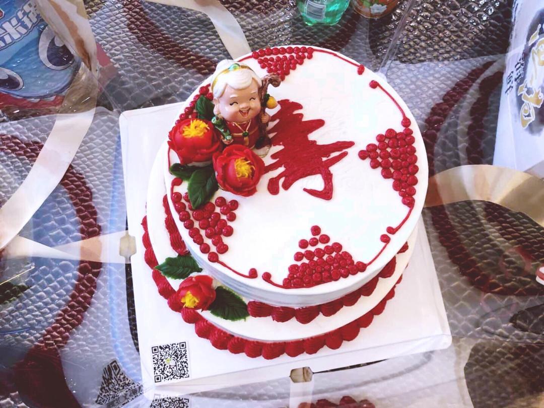 叁月烘焙做的中国风祝寿蛋糕