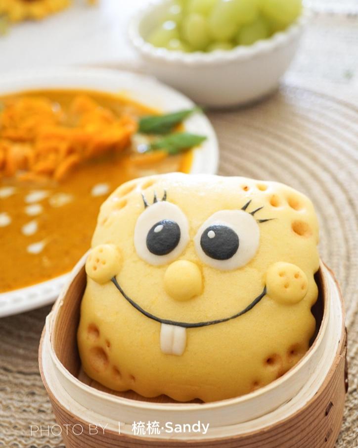 【原创】海绵宝宝双层馒头（中式汉堡）