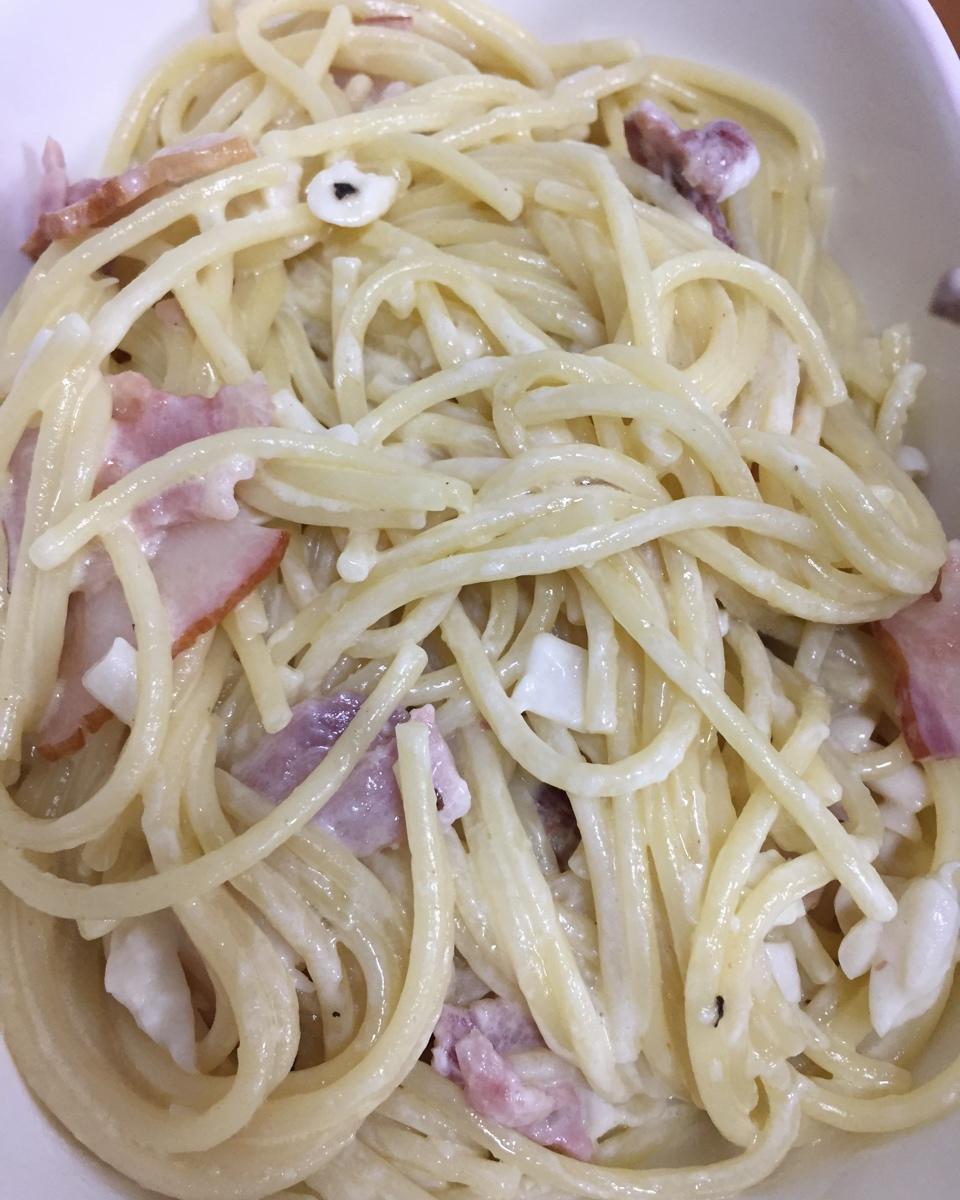 奶油蘑菇培根意面