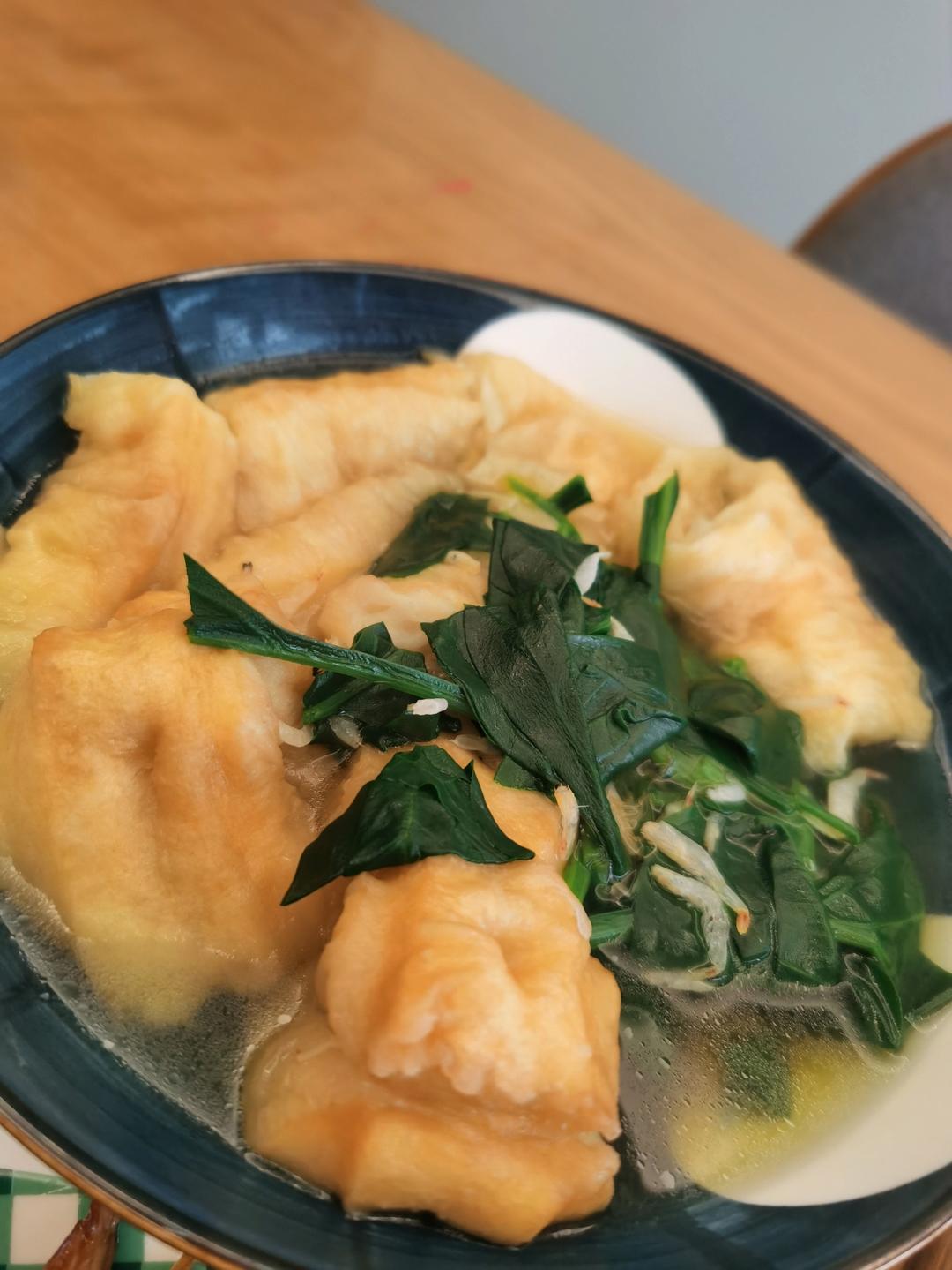 菠菜虾皮油条汤
