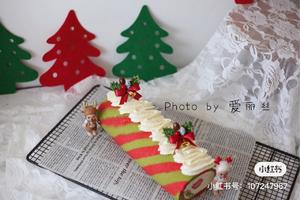 抹茶和红丝绒的圣诞蛋糕卷的做法 步骤26