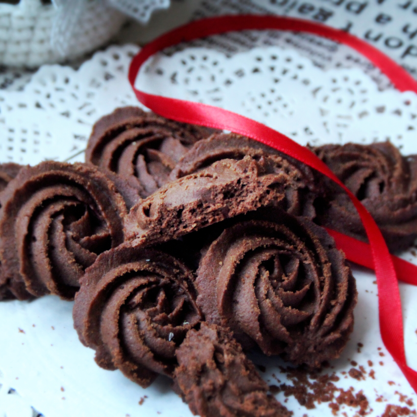 挤花毫无压力的巧克力曲奇