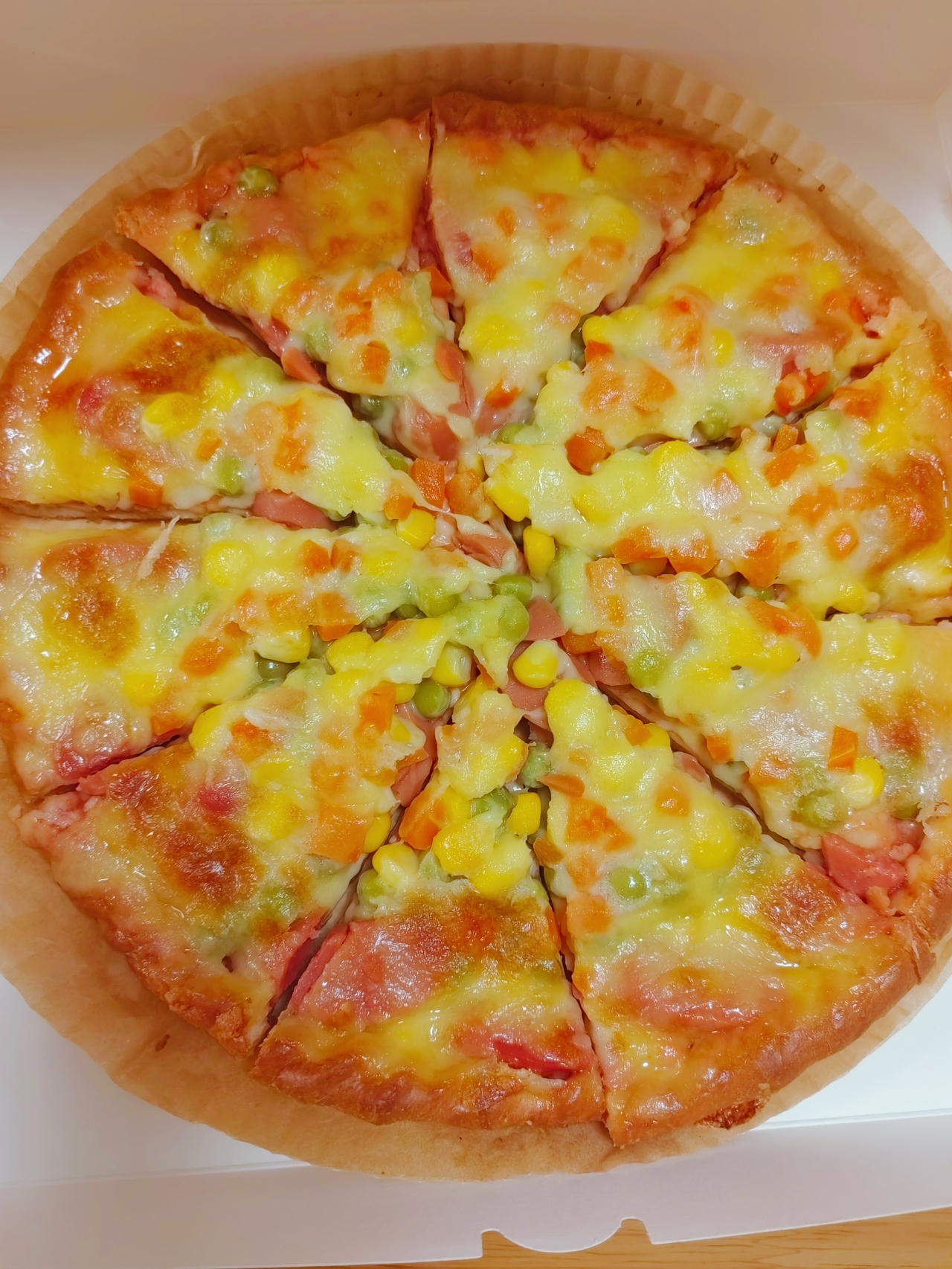 10寸玉米红萝卜芝士火腿披萨（熟胚）的做法 步骤35