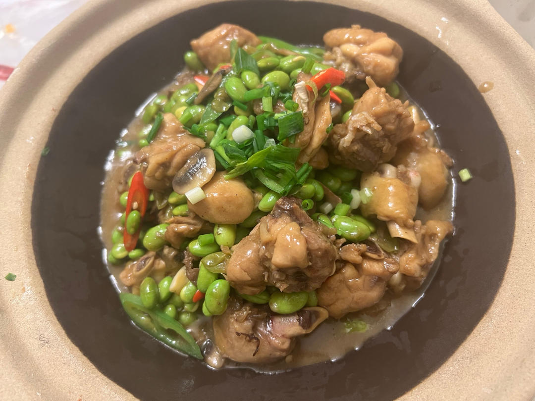 【毛豆烧鸡】