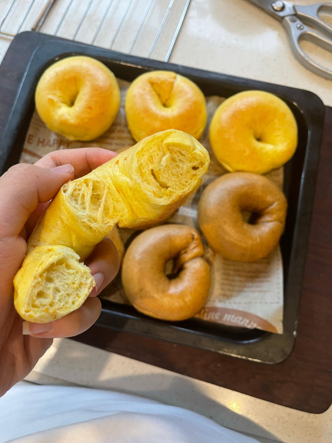 减脂神器 无油无糖钻石纹原味贝果