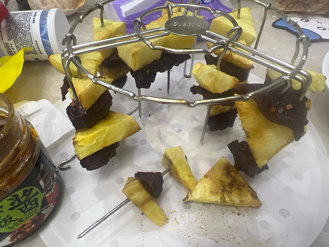 减脂期也可以吃的空气炸锅版菠萝牛肉串