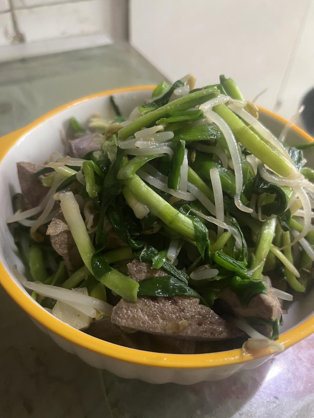 【韭菜豆芽炒猪肝】日式清新 补血护目