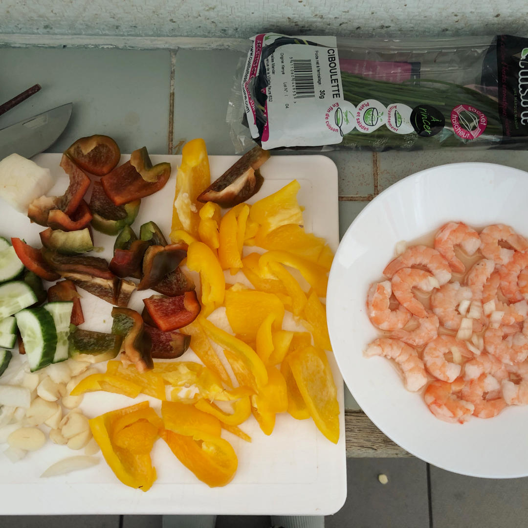 彩椒黄瓜炒虾仁