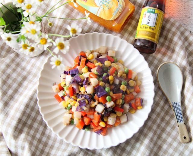 炫彩蔬菜炒年糕【太太乐鲜鸡汁芝麻香油】的做法