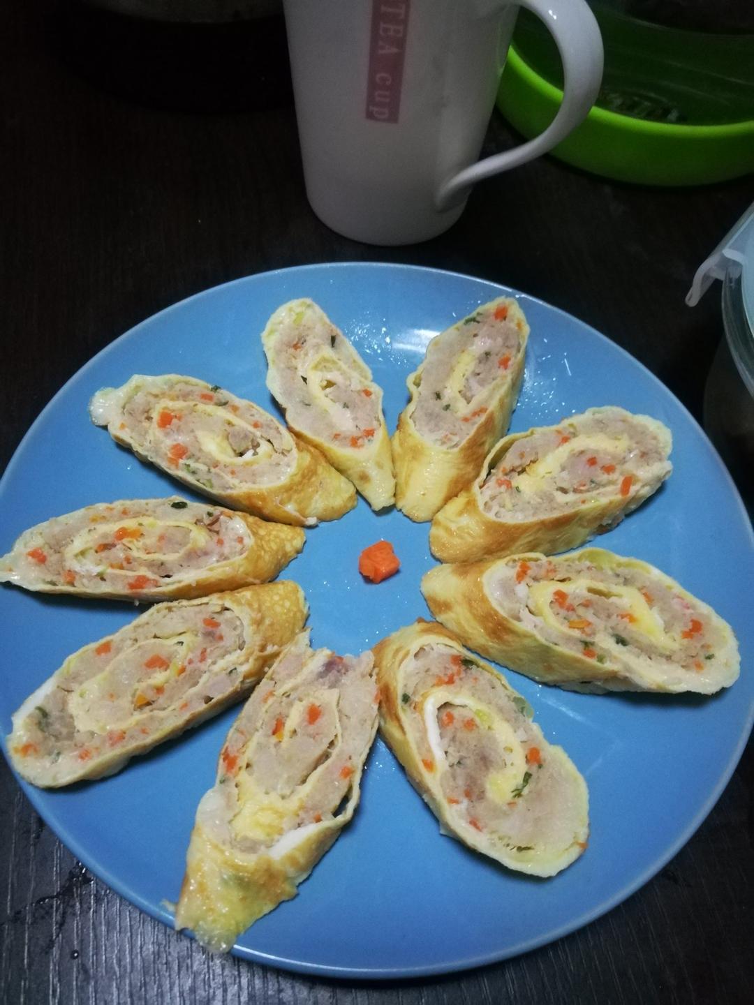 老爸的手艺---蒸肉蛋卷