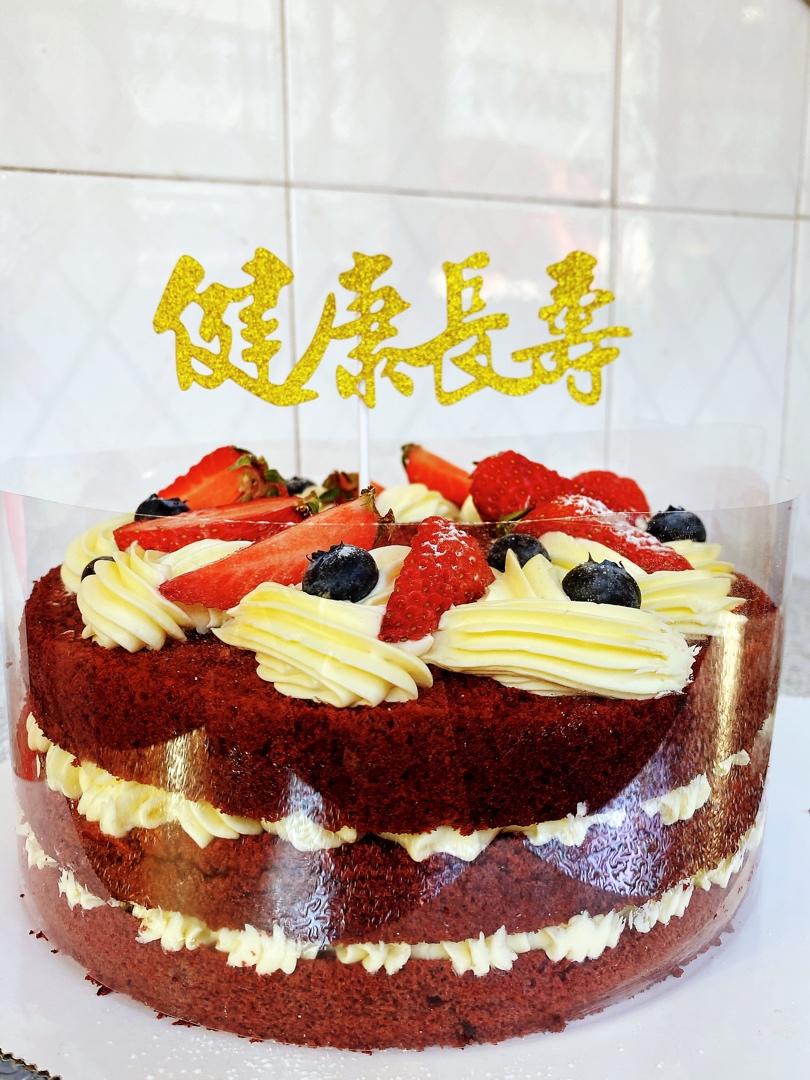 圣诞红丝绒海绵蛋糕/古早蛋糕/裸蛋糕