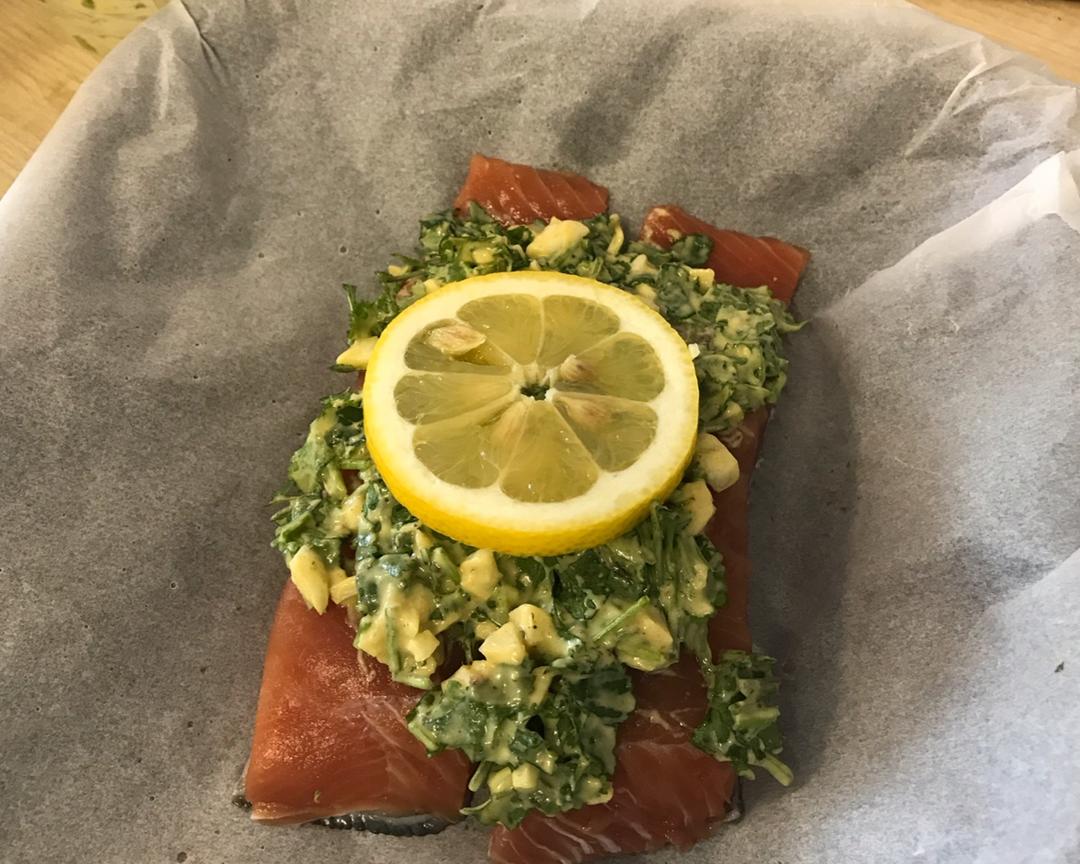 轻食 法式dijon 芥末酱烤三文鱼+配菜